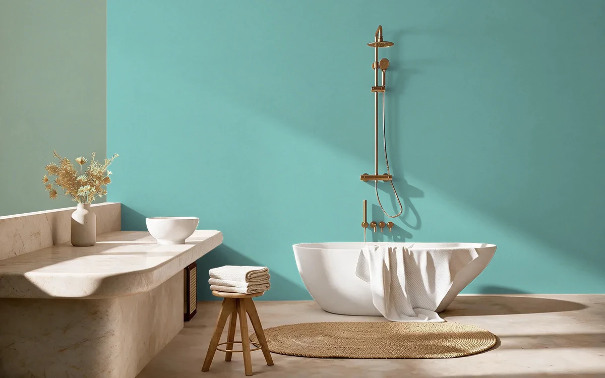 Nippon Paint's THICKET color on different wall surfaces.