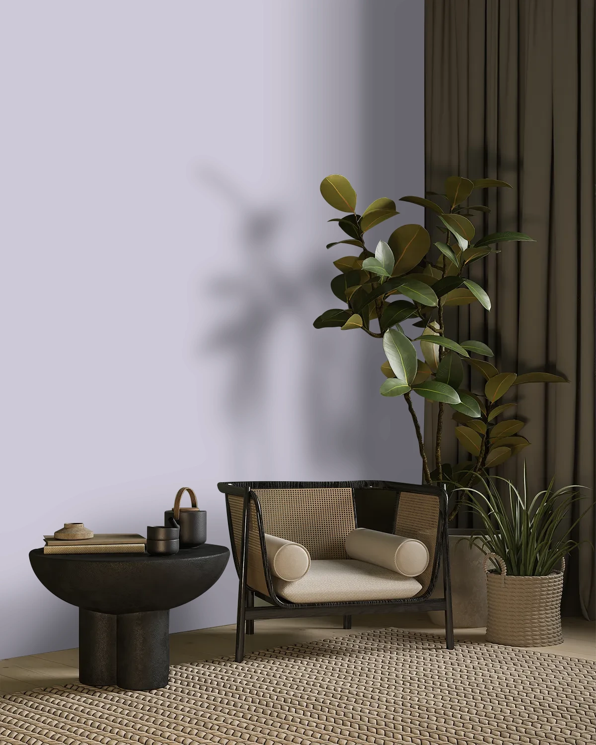 Nippon Paint's THINKING ALOUD color on a beautifully decorated wall.