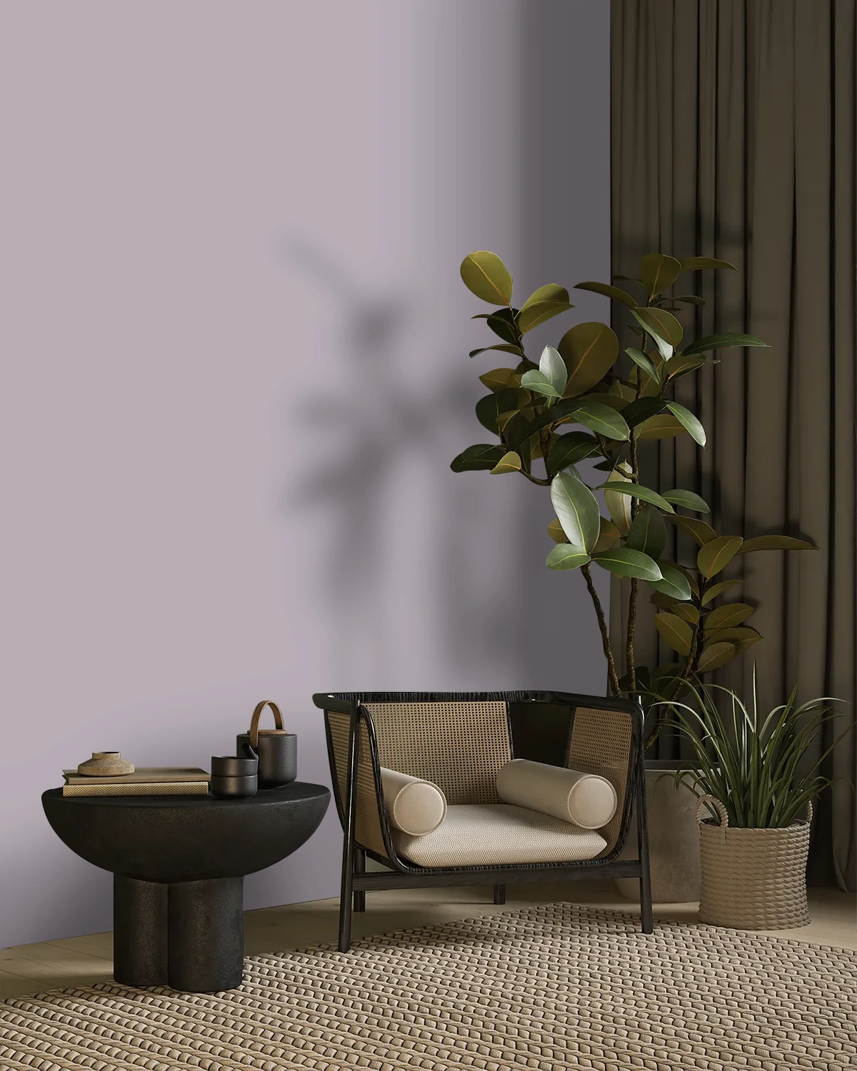 Nippon Paint's THISTLE MIST color on a beautifully decorated wall.