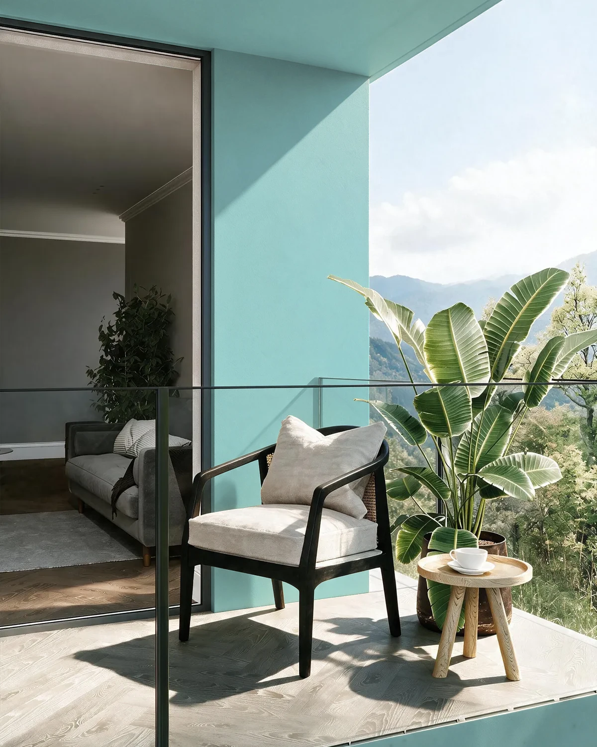 Nippon Paint's THOUSAND LAKES color on a beautifully decorated wall.