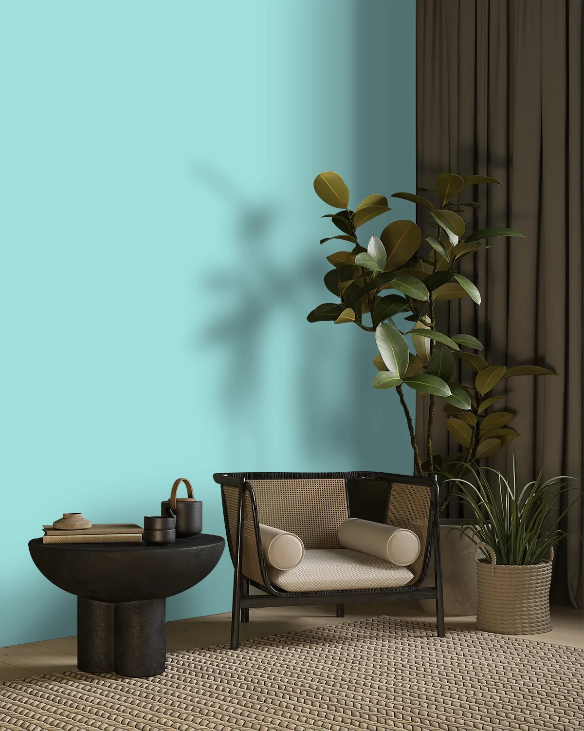 Nippon Paint's THOUSAND LAKES color on a beautifully decorated wall.