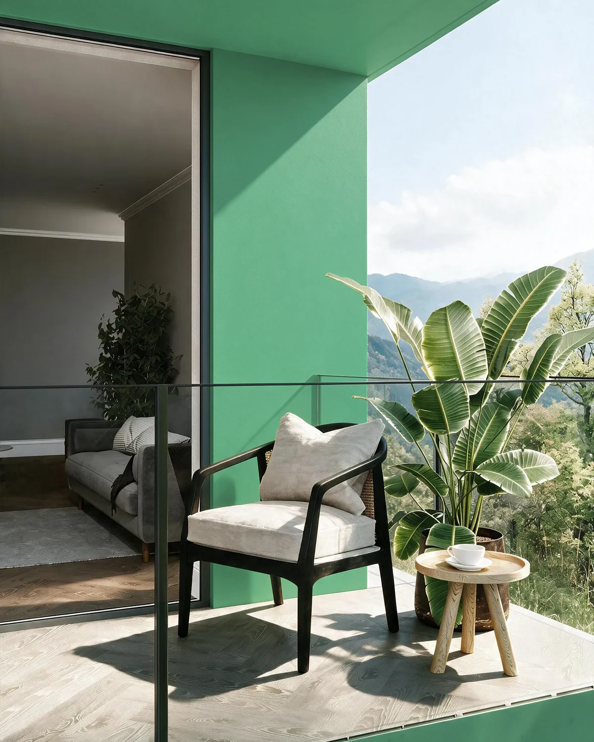 Nippon Paint's TIDAL GREEN color on a beautifully decorated wall.