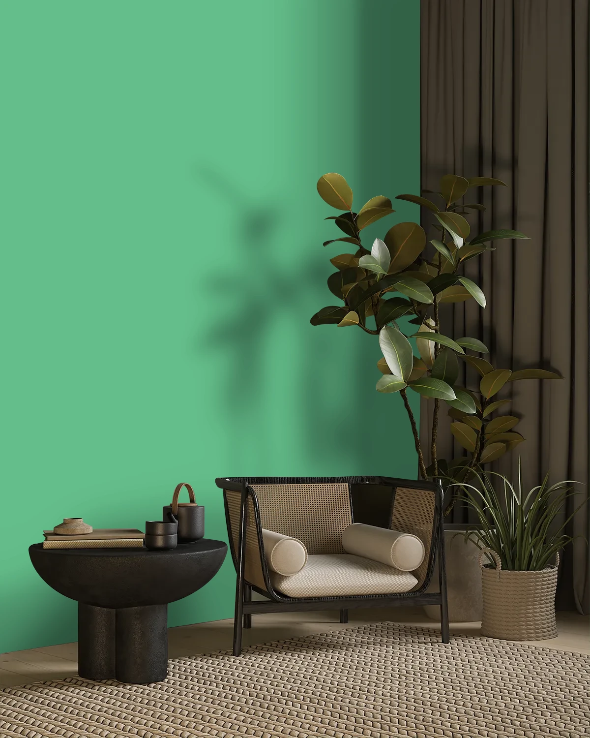 Nippon Paint's TIDAL GREEN color on a beautifully decorated wall.