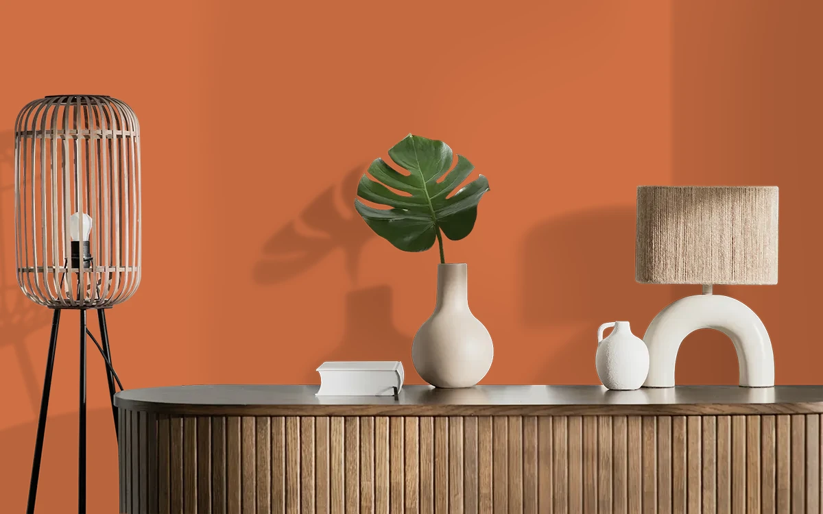 Nippon Paint's TIGERSTRIPE color on different wall surfaces.