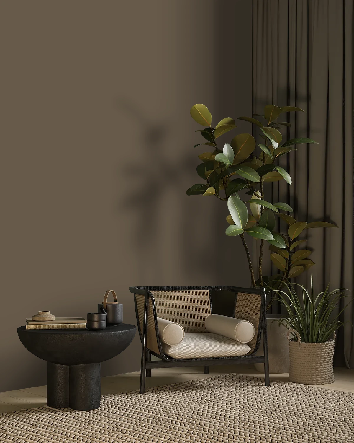 Nippon Paint's TIMBER LOGS color on a beautifully decorated wall.