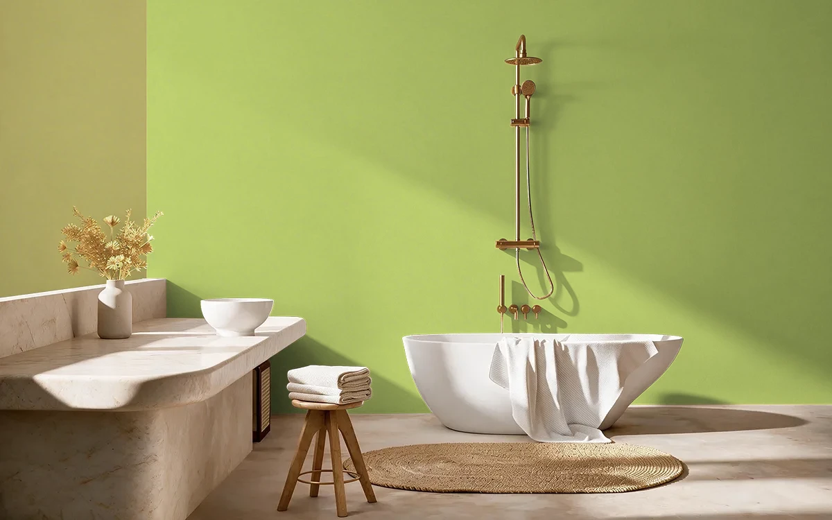 Nippon Paint's TINKER'S BELL color on different wall surfaces.