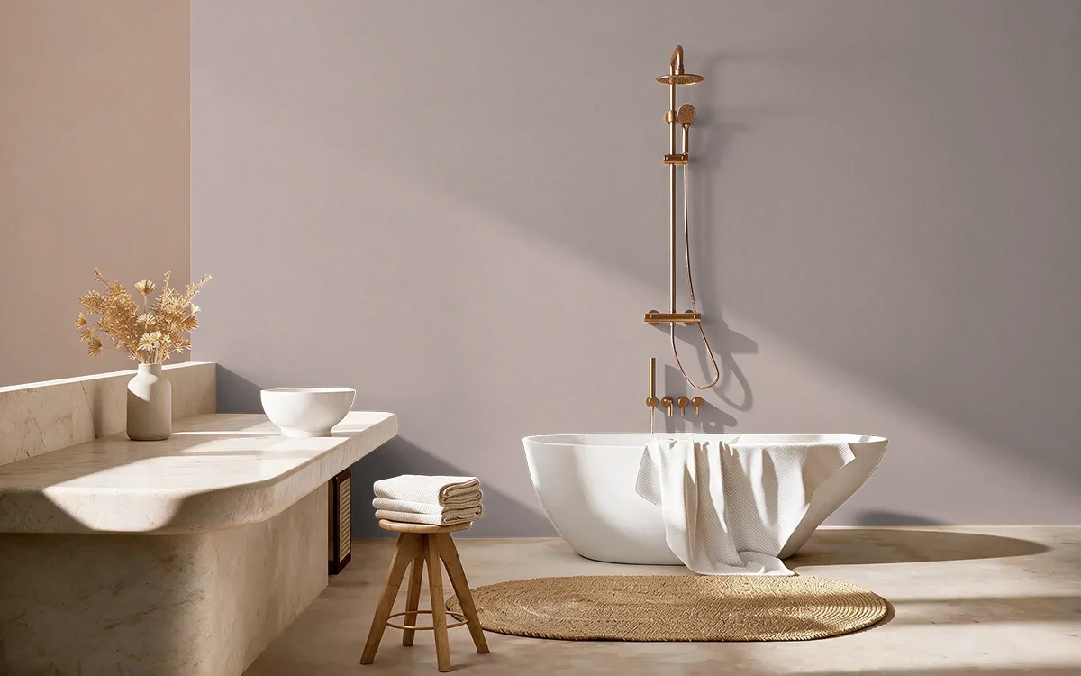 Nippon Paint's TINTED GLASS color on different wall surfaces.