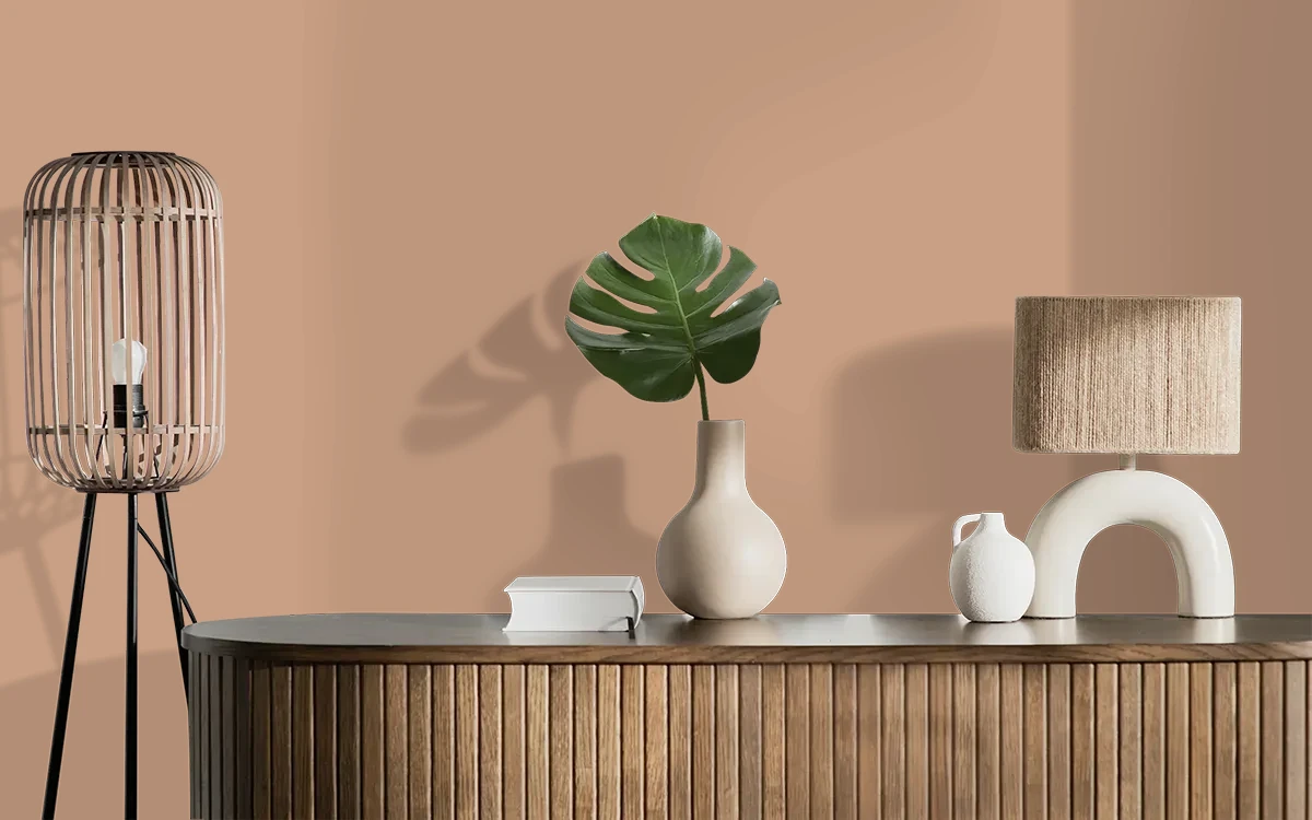 Nippon Paint's TOASTED ALMOND color on different wall surfaces.