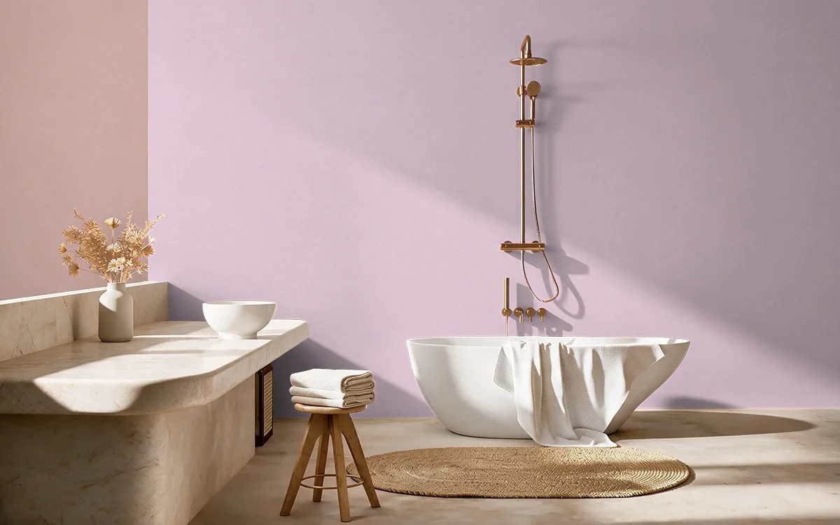 Nippon Paint's TOO SHY color on different wall surfaces.