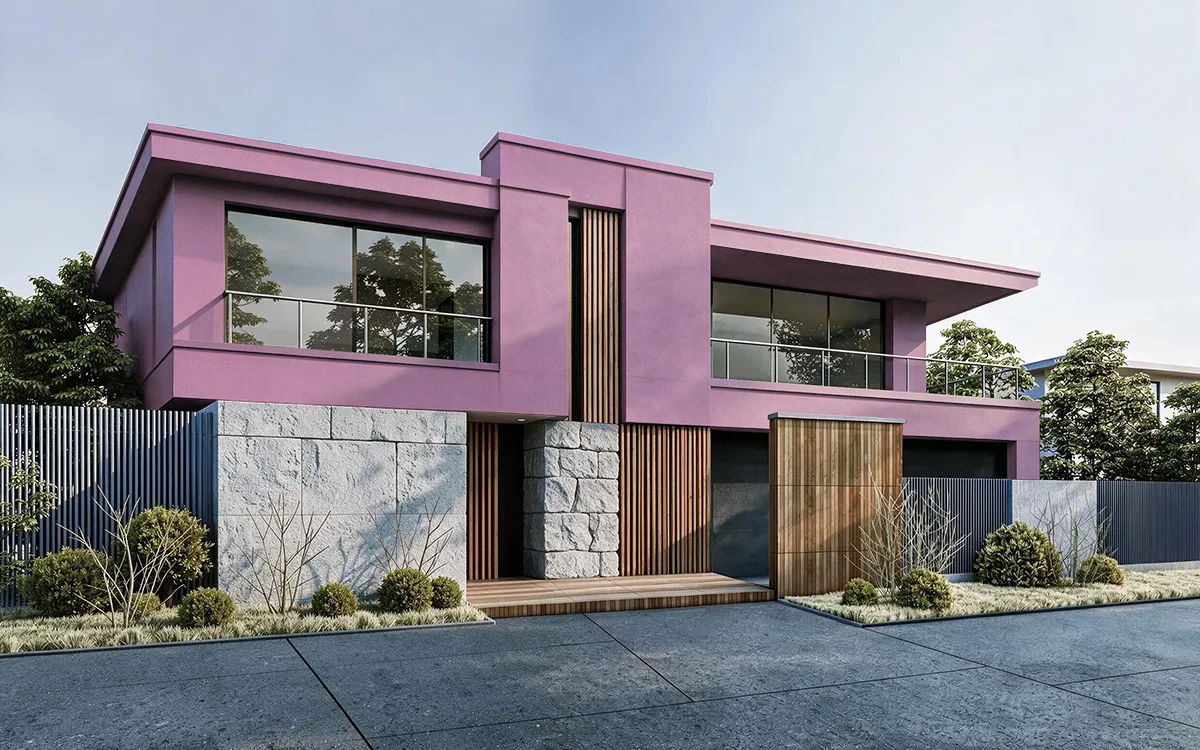Nippon Paint's TRAILING PINK color on different wall surfaces.