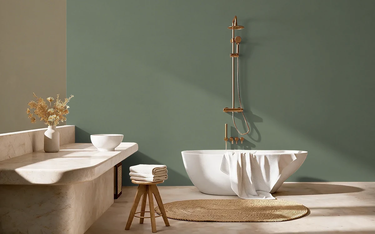 Nippon Paint's TREE HOUSE color on different wall surfaces.