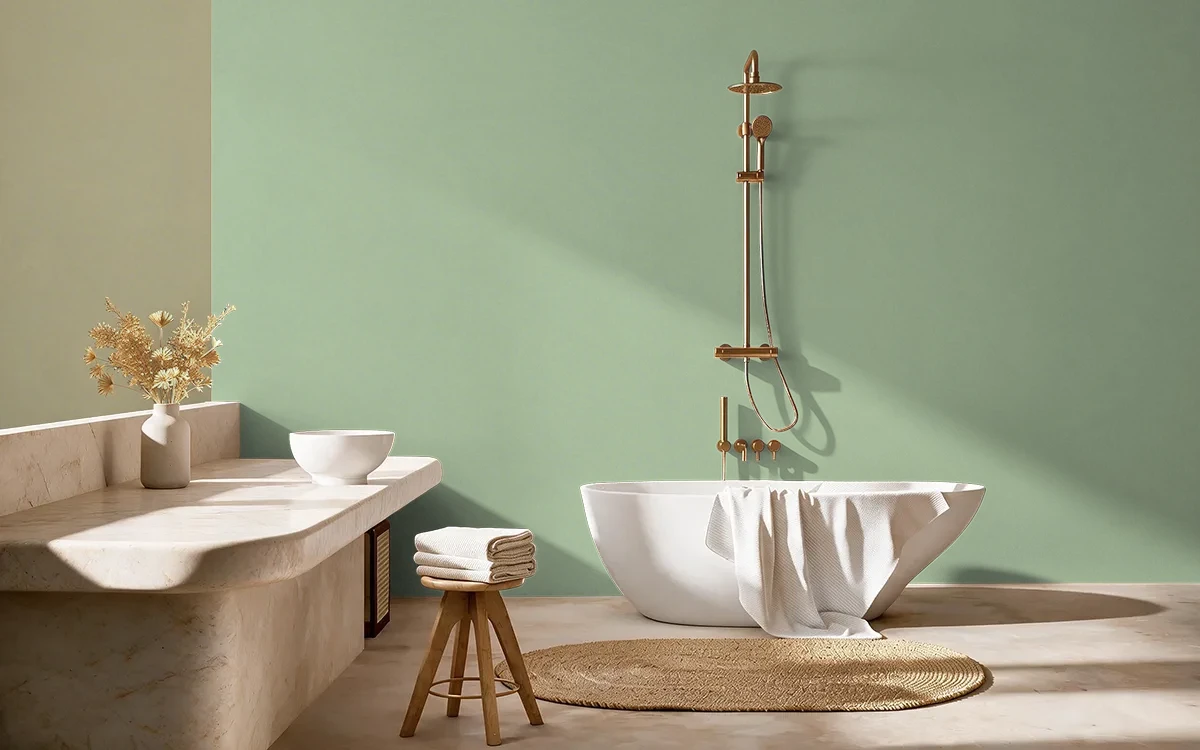 Nippon Paint's TREETOP WALK color on different wall surfaces.
