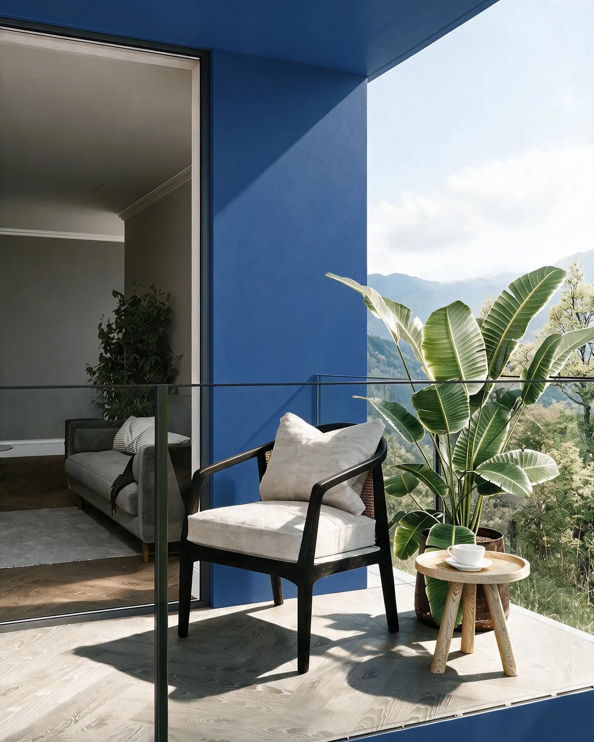 Nippon Paint's TREMONT BLUE color on a beautifully decorated wall.