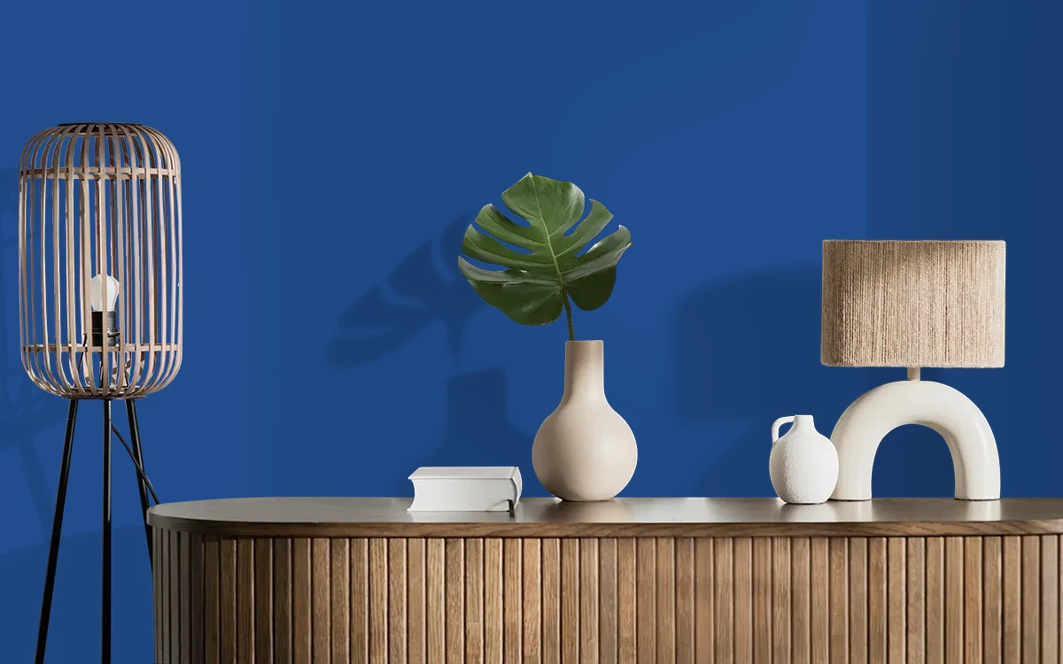 Nippon Paint's TREMONT BLUE color on different wall surfaces.