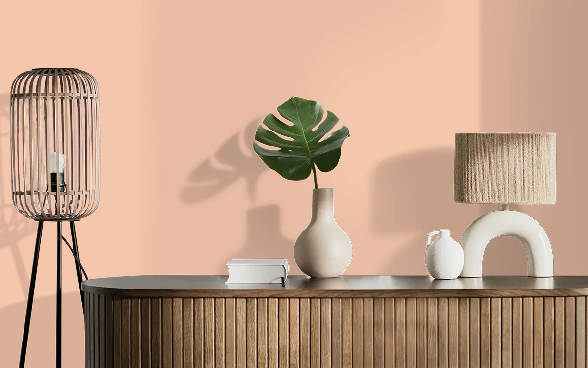 Nippon Paint's TROPIC HAZE color on different wall surfaces.