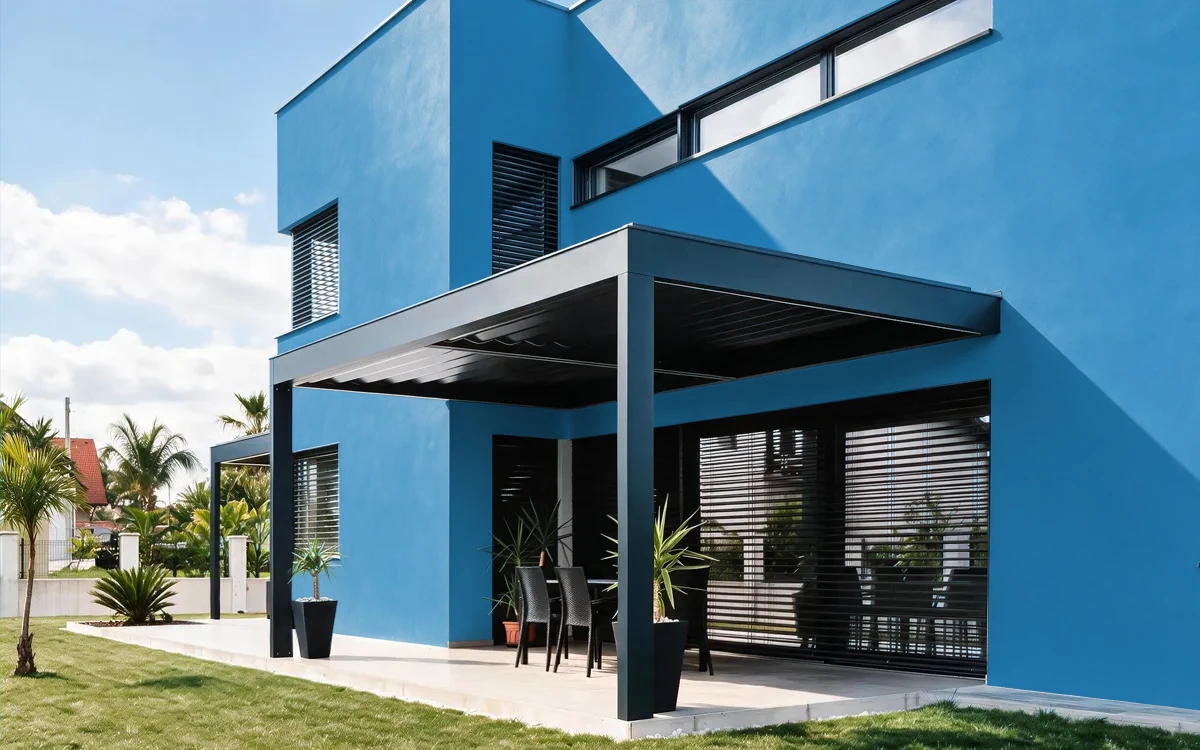 Nippon Paint's TRUE BLUE color on different wall surfaces.