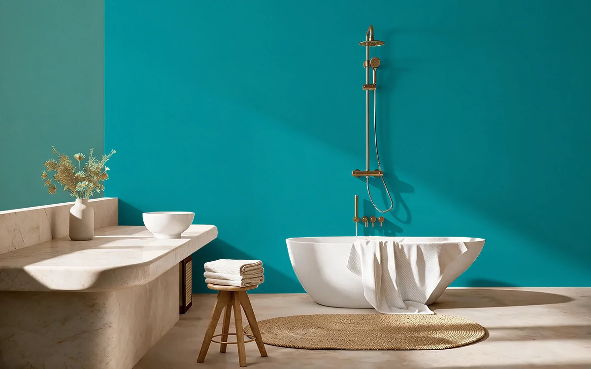 Nippon Paint's TURKISH TILE color on different wall surfaces.