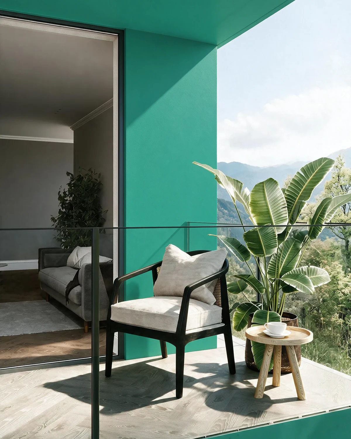 Nippon Paint's TURQUOISE BEADS color on a beautifully decorated wall.