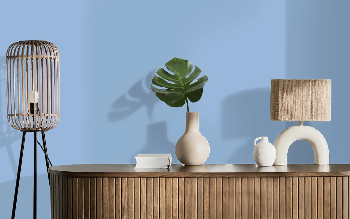 Nippon Paint's TURQUOISE SWIRL color on different wall surfaces.