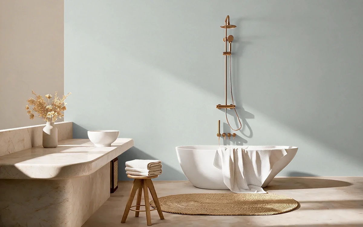 Nippon Paint's TWILIGHT REEF color on different wall surfaces.
