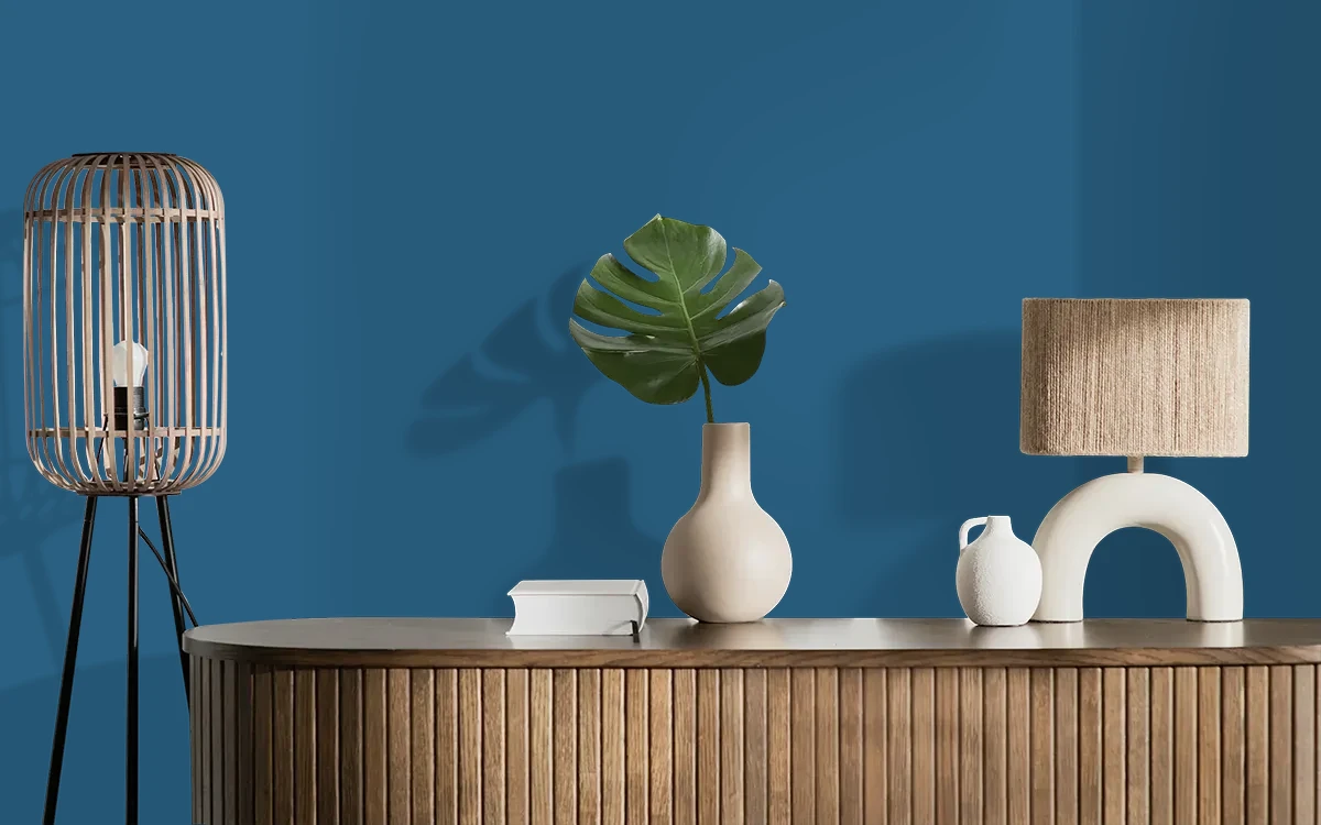 Nippon Paint's ULTRA BLUE color on different wall surfaces.