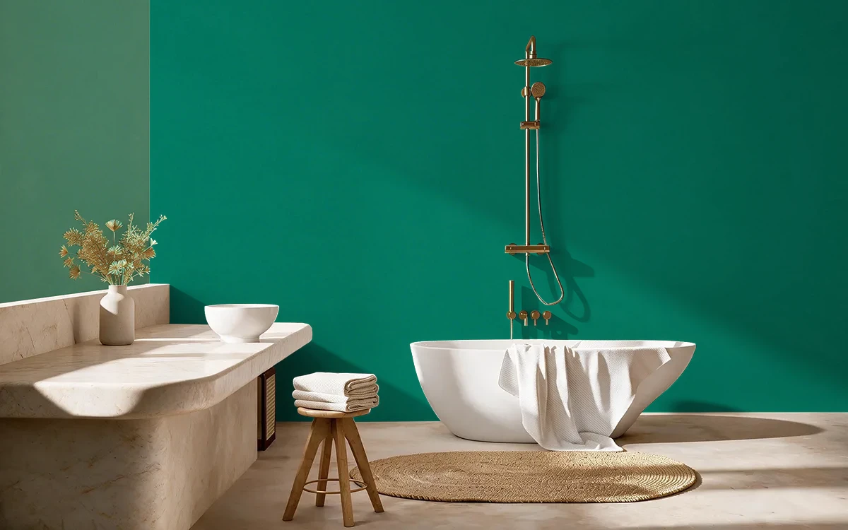 Nippon Paint's ULTRA GREEN color on different wall surfaces.