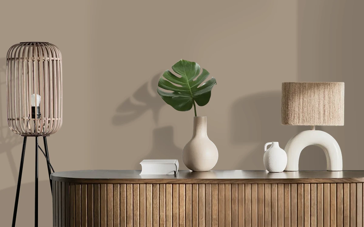 Nippon Paint's UMBER RADIANT color on different wall surfaces.