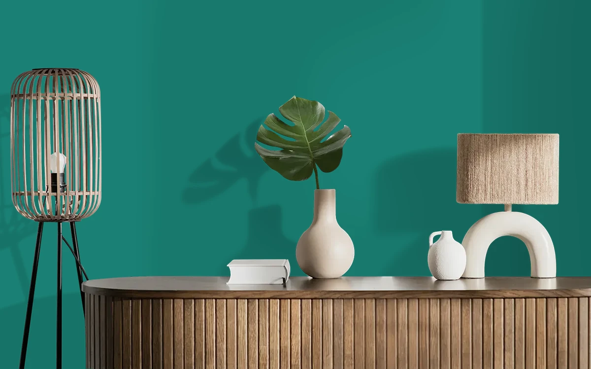 Nippon Paint's VAN GOGH'S FIELDS color on different wall surfaces.