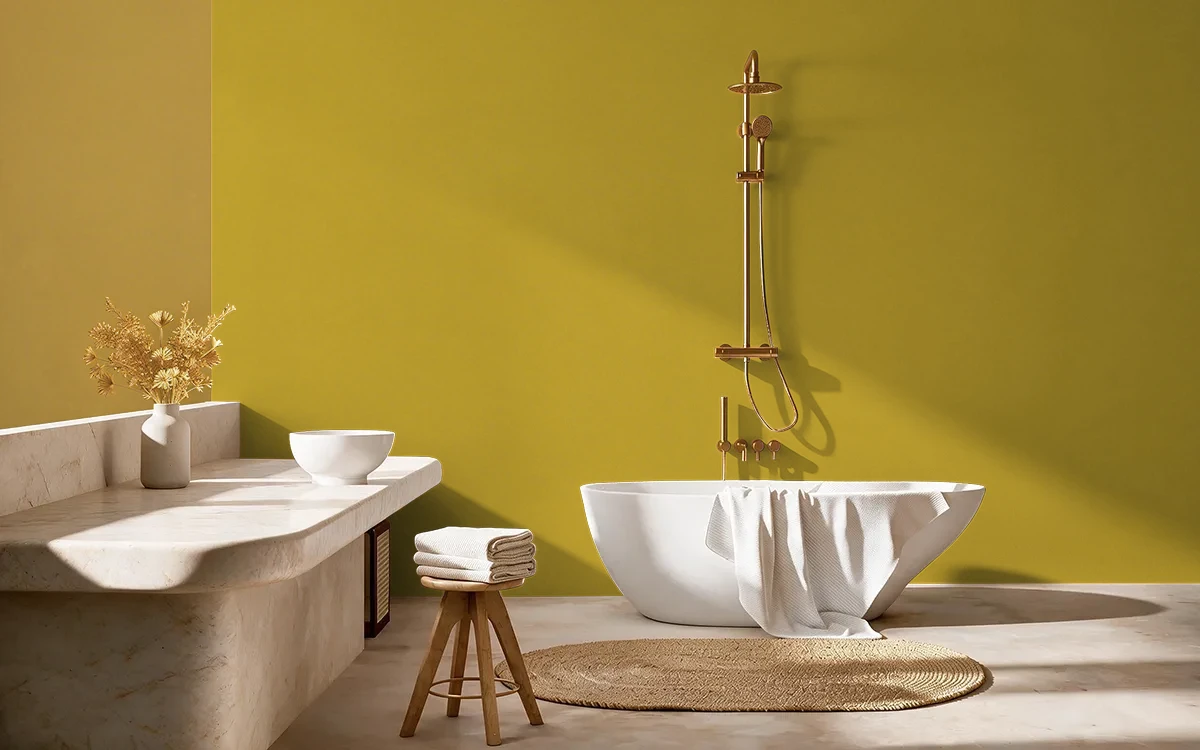 Nippon Paint's VANISHING GOLD color on different wall surfaces.