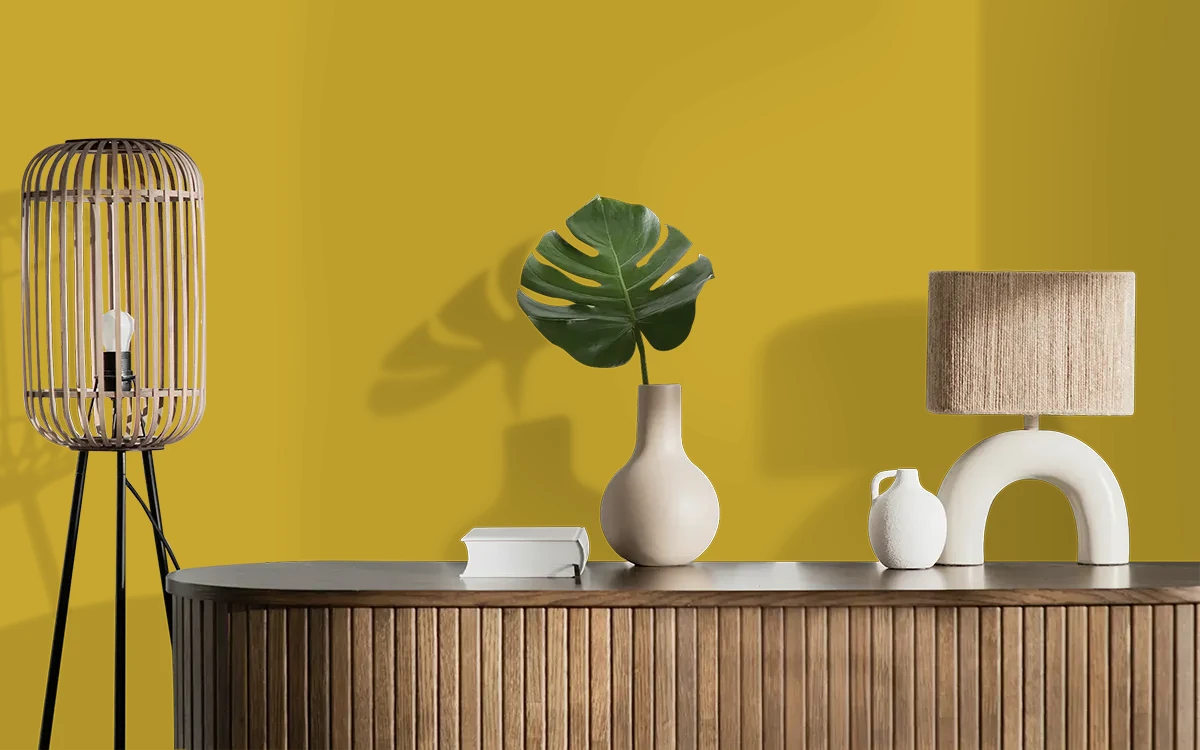Nippon Paint's VANISHING GOLD color on different wall surfaces.
