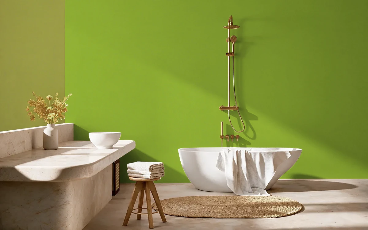 Nippon Paint's VERY LIME color on different wall surfaces.
