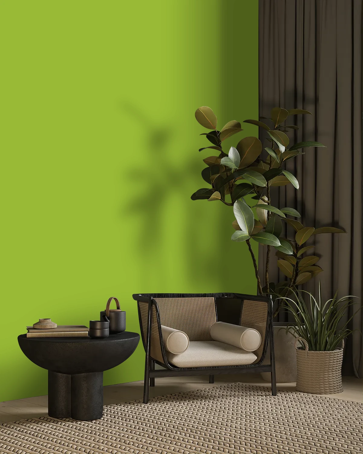 Nippon Paint's VERY LIME color on a beautifully decorated wall.