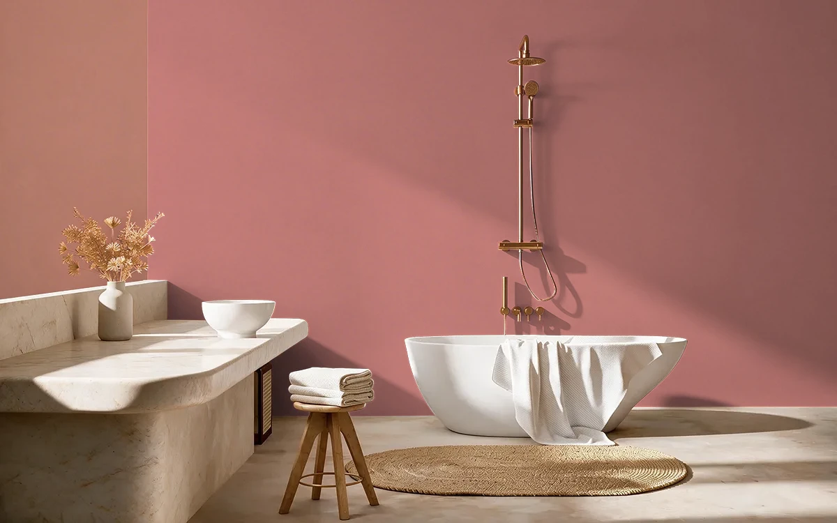Nippon Paint's VINTAGE ROSE color on different wall surfaces.