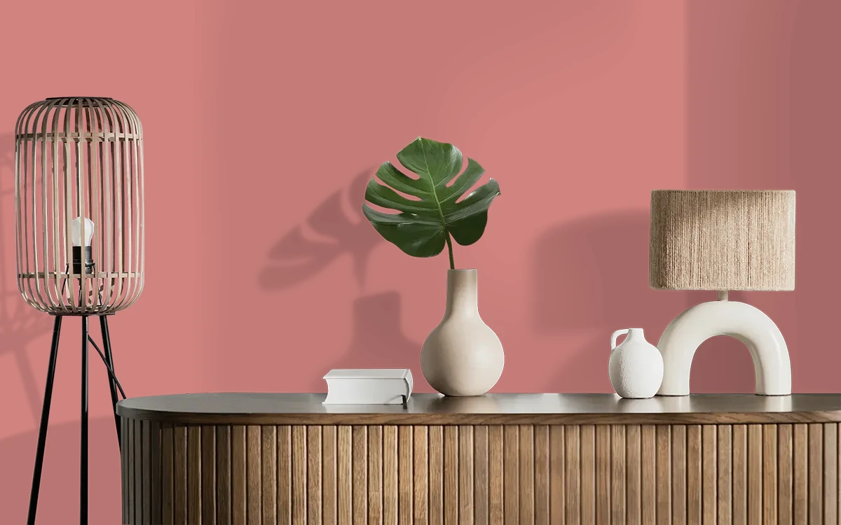 Nippon Paint's VINTAGE ROSE color on different wall surfaces.