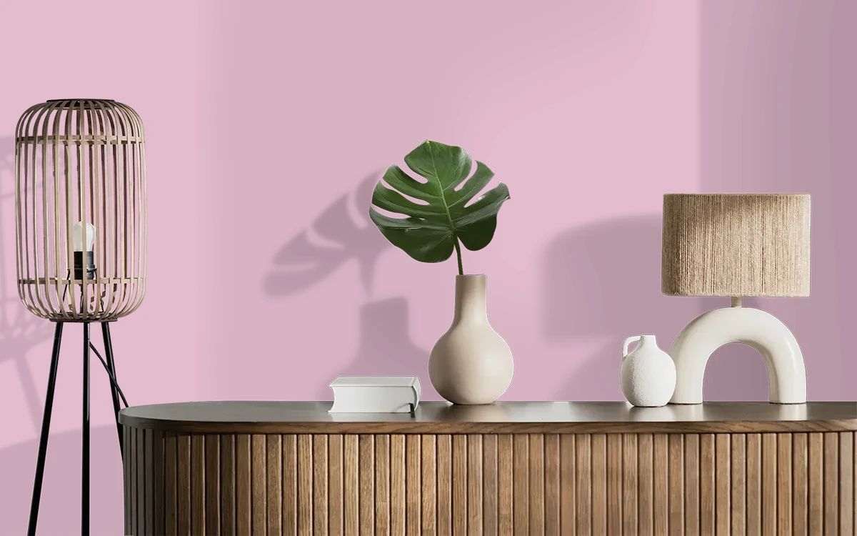 Nippon Paint's VIOLA PHLOX color on different wall surfaces.