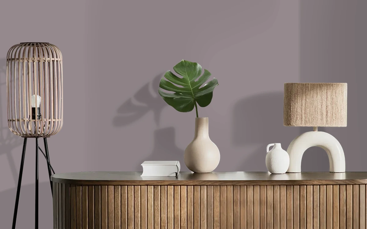 Nippon Paint's VIOLET BURST color on different wall surfaces.