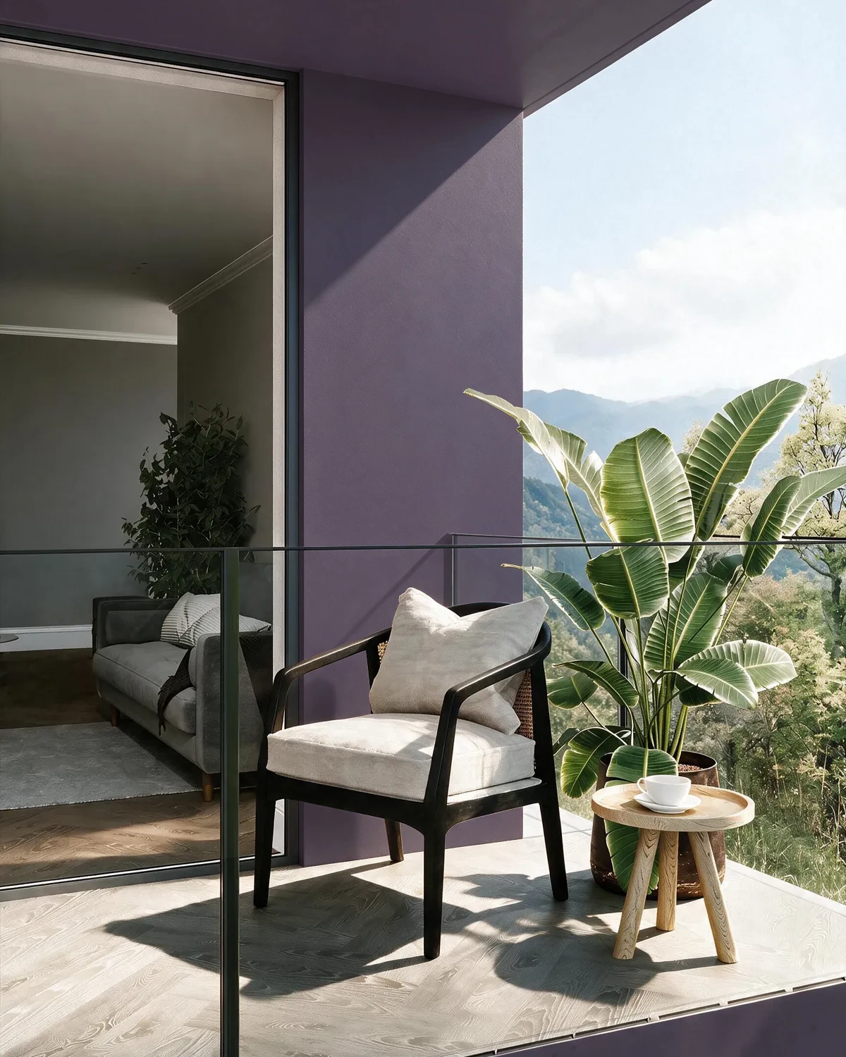 Nippon Paint's VIOLET CRUNCH color on a beautifully decorated wall.
