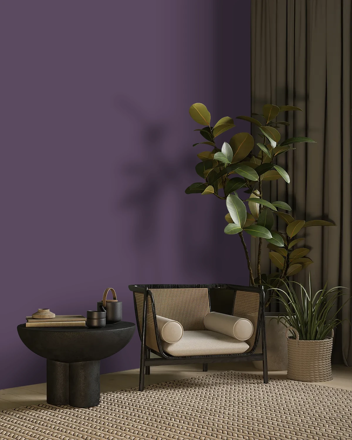 Nippon Paint's VIOLET CRUNCH color on a beautifully decorated wall.