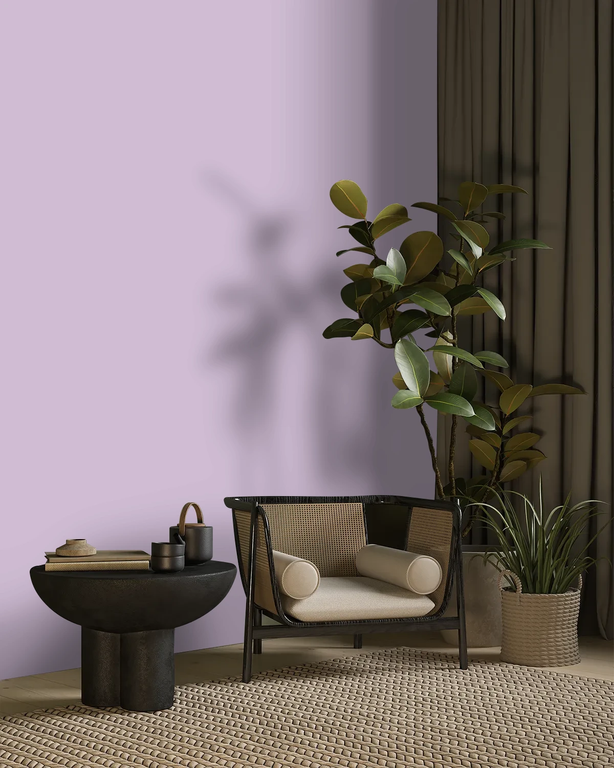 Nippon Paint's VIOLET PETAL color on a beautifully decorated wall.