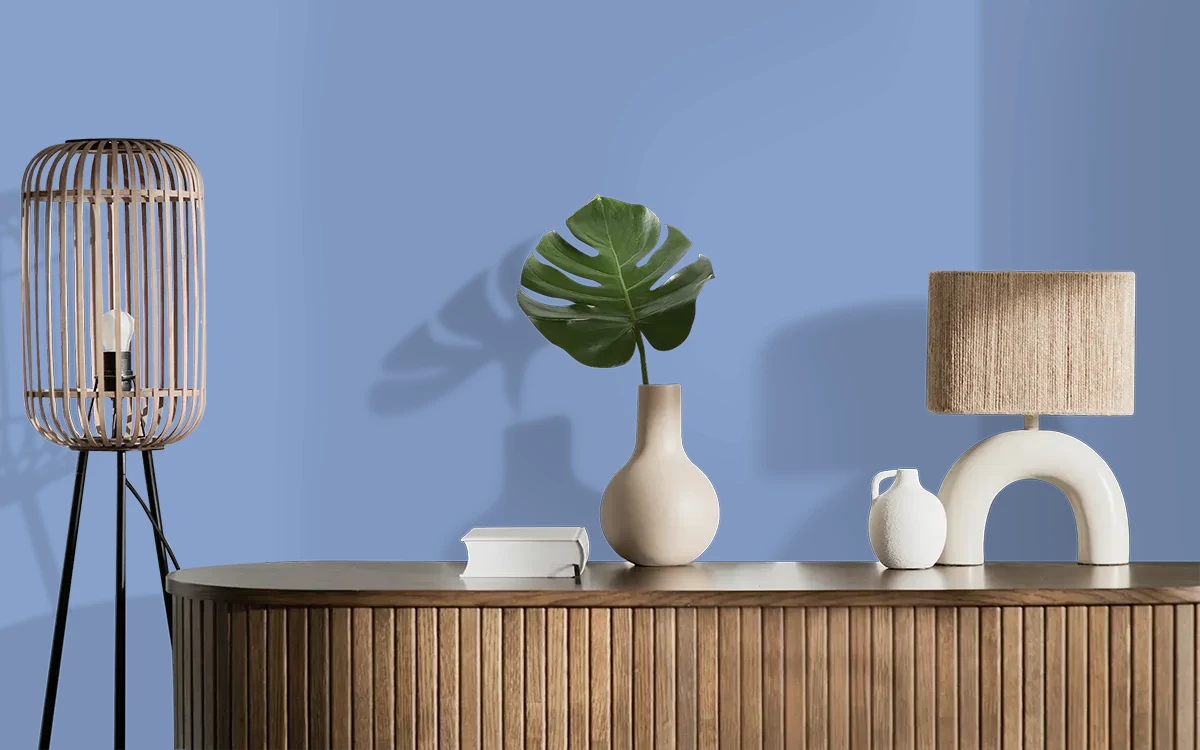 Nippon Paint's VIOLET VEIL color on different wall surfaces.