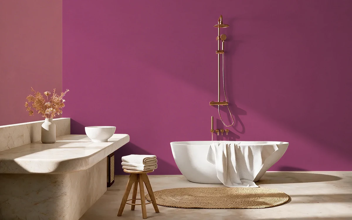 Nippon Paint's VIVID VIOLET color on different wall surfaces.