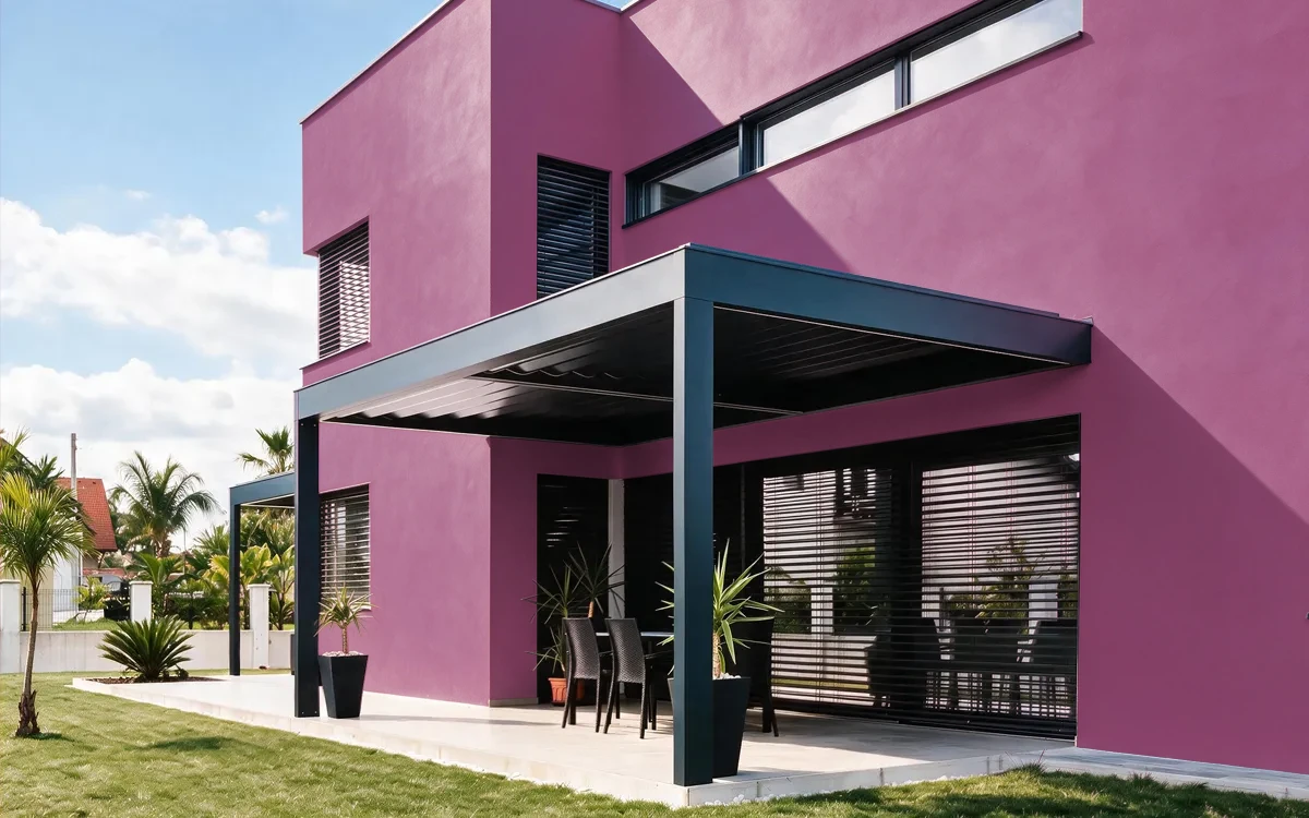 Nippon Paint's VIVID VIOLET color on different wall surfaces.