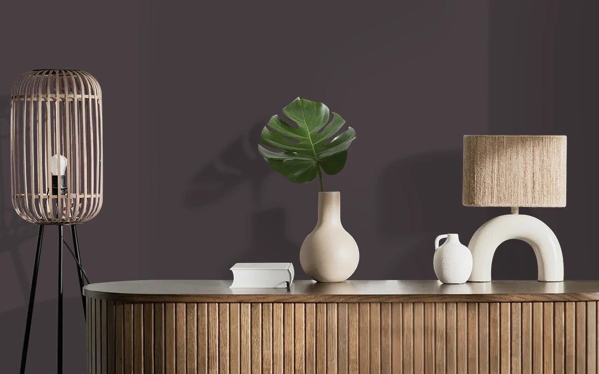 Nippon Paint's VOLCANIC BLACK color on different wall surfaces.