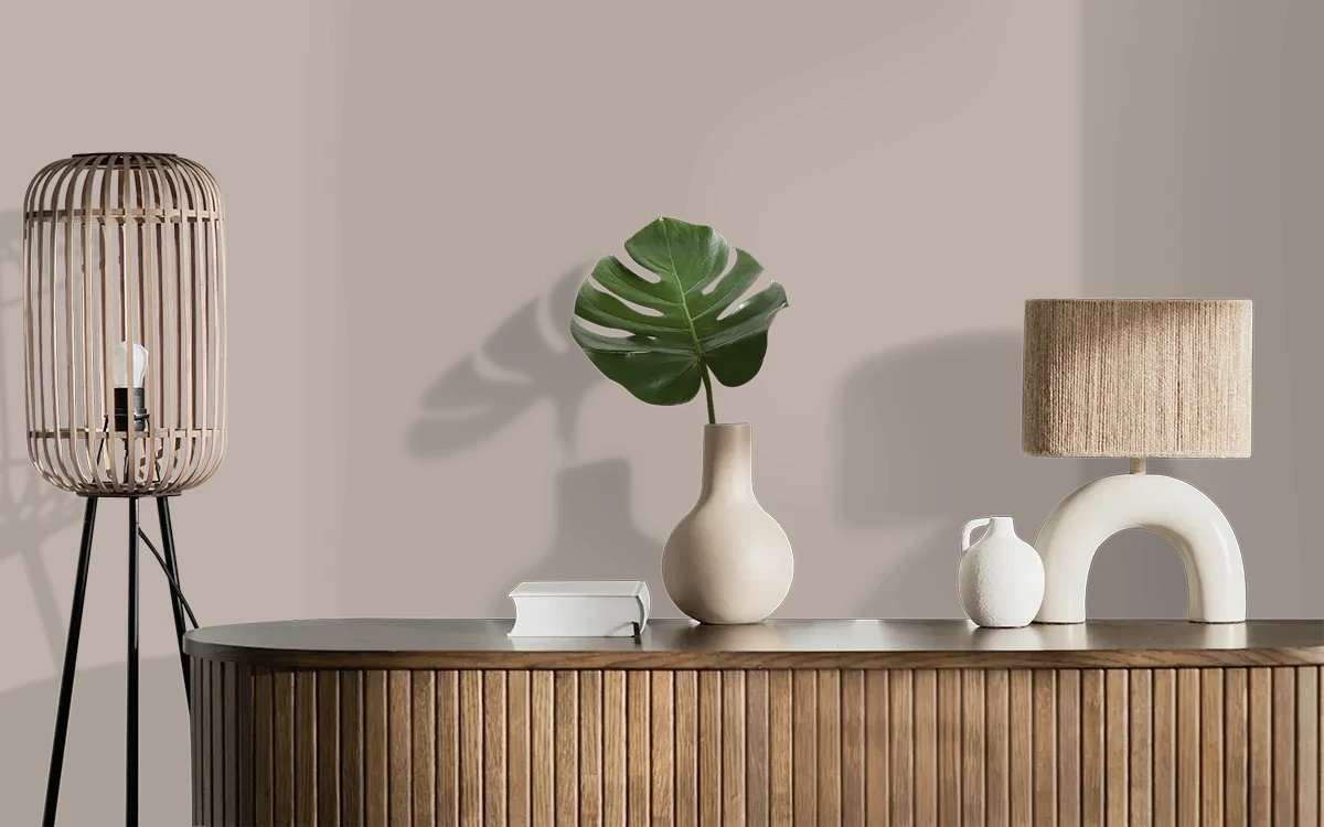 Nippon Paint's WALNUT BREAD color on different wall surfaces.