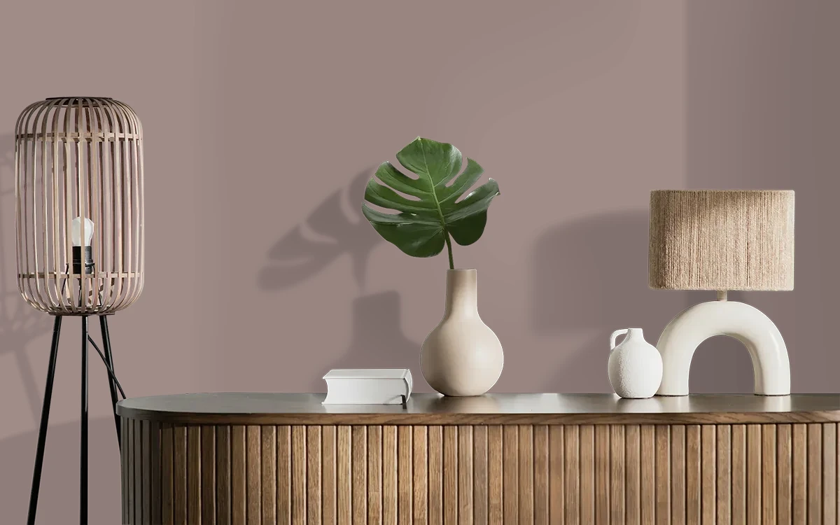 Nippon Paint's WALNUT BURST color on different wall surfaces.