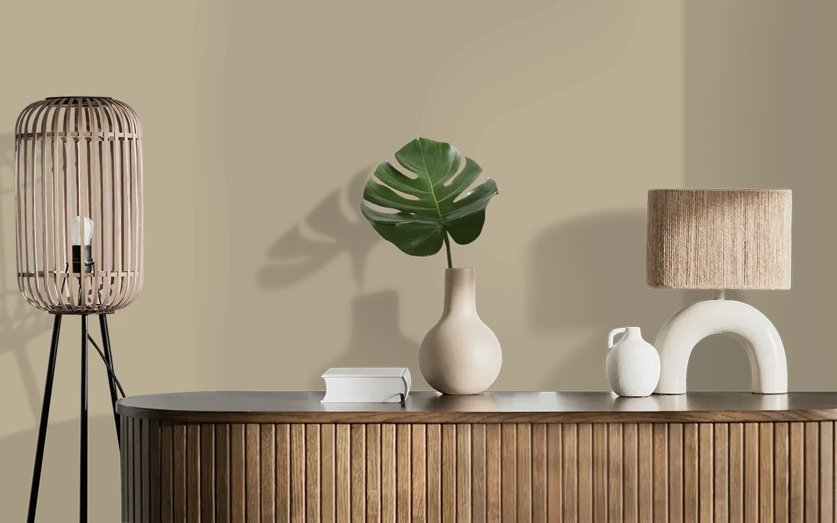 Nippon Paint's WALNUT GLEAM color on different wall surfaces.