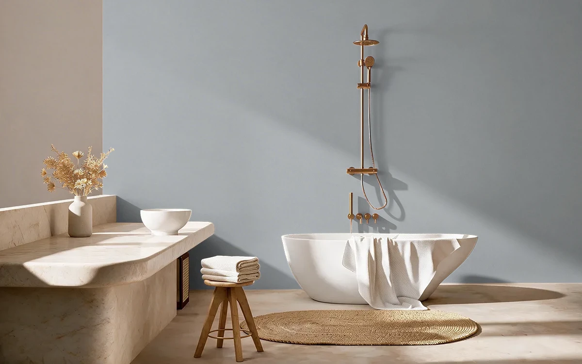 Nippon Paint's WALNUT MIST color on different wall surfaces.