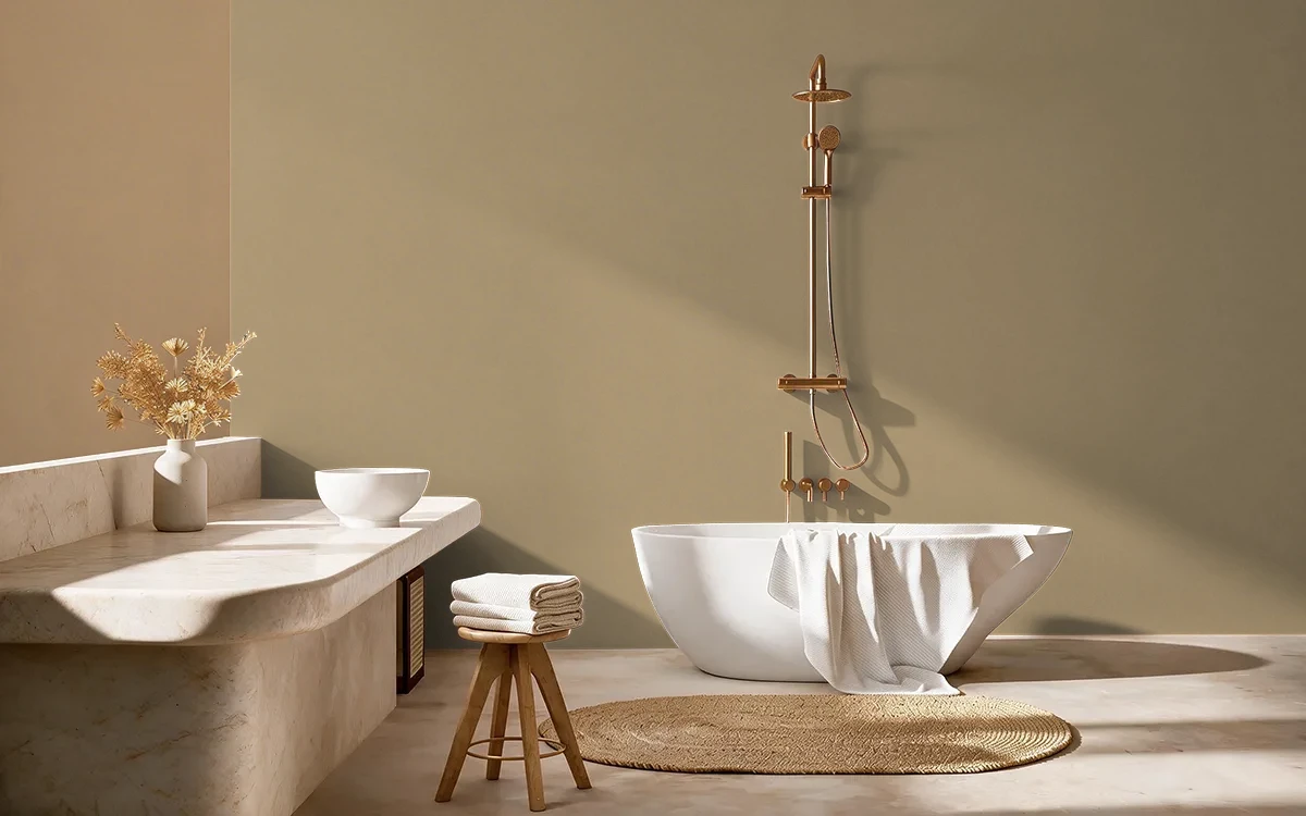 Nippon Paint's WALNUT WONDER color on different wall surfaces.