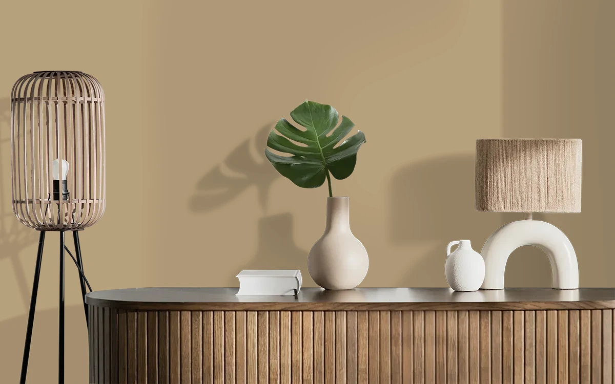 Nippon Paint's WALNUT WONDER color on different wall surfaces.