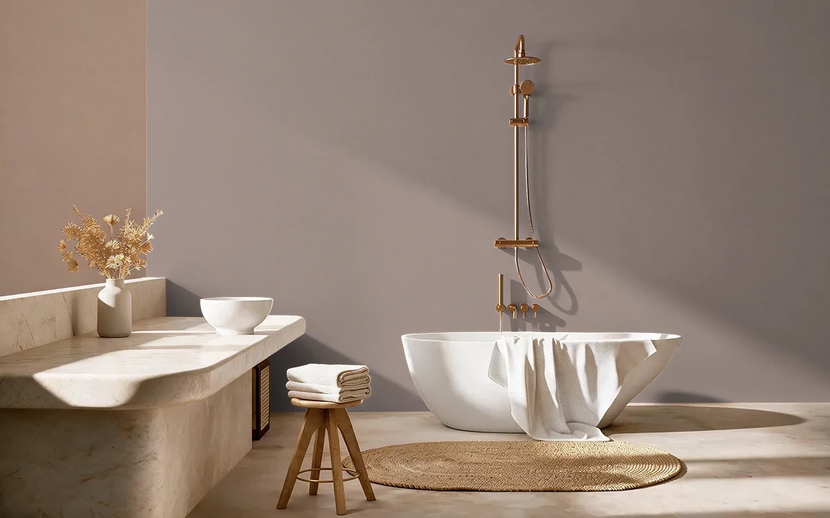 Nippon Paint's WARM KNIT color on different wall surfaces.